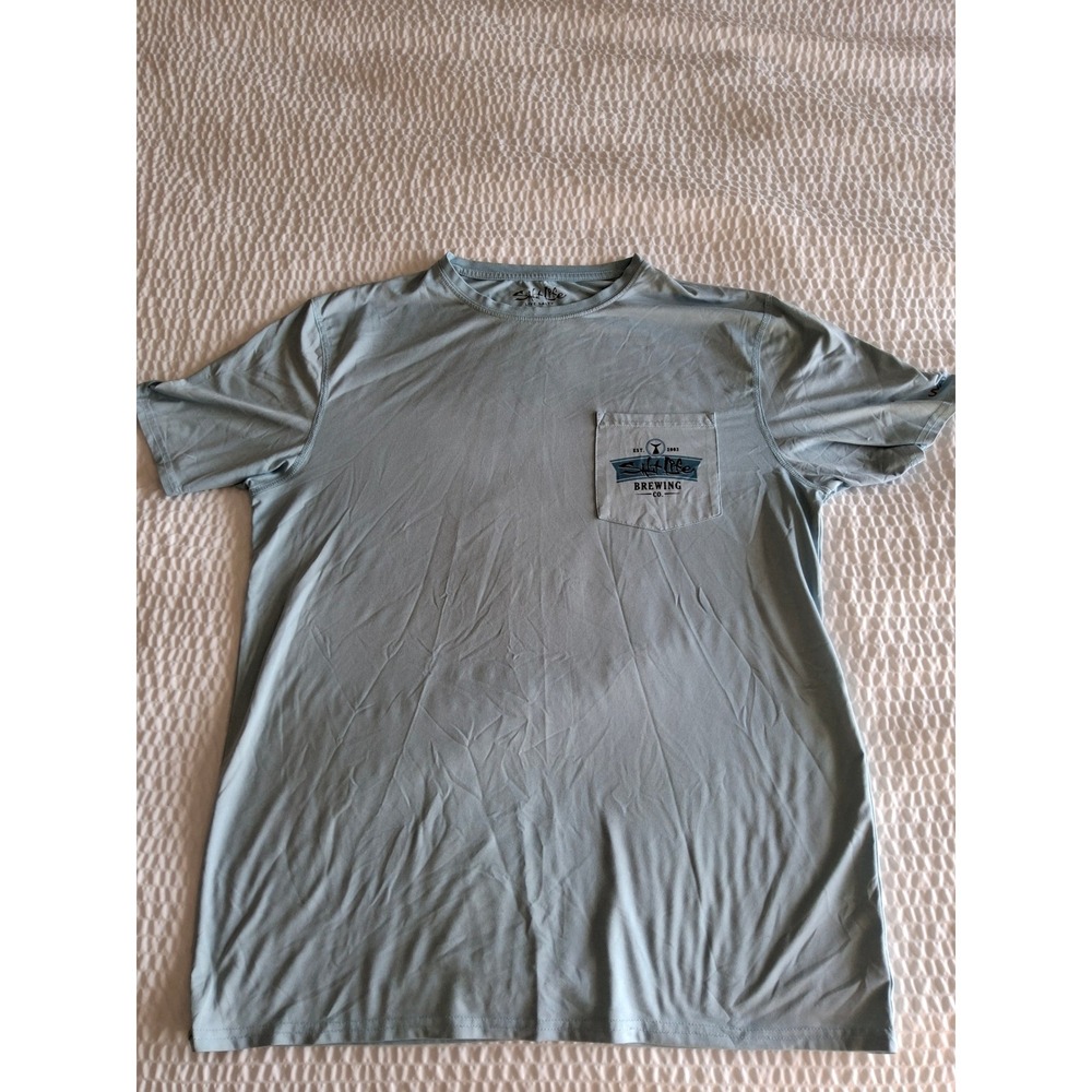 Salt Life Mens Blue Performance Pocket T-Shirt Dive Bar Brewing Co Graphic Med